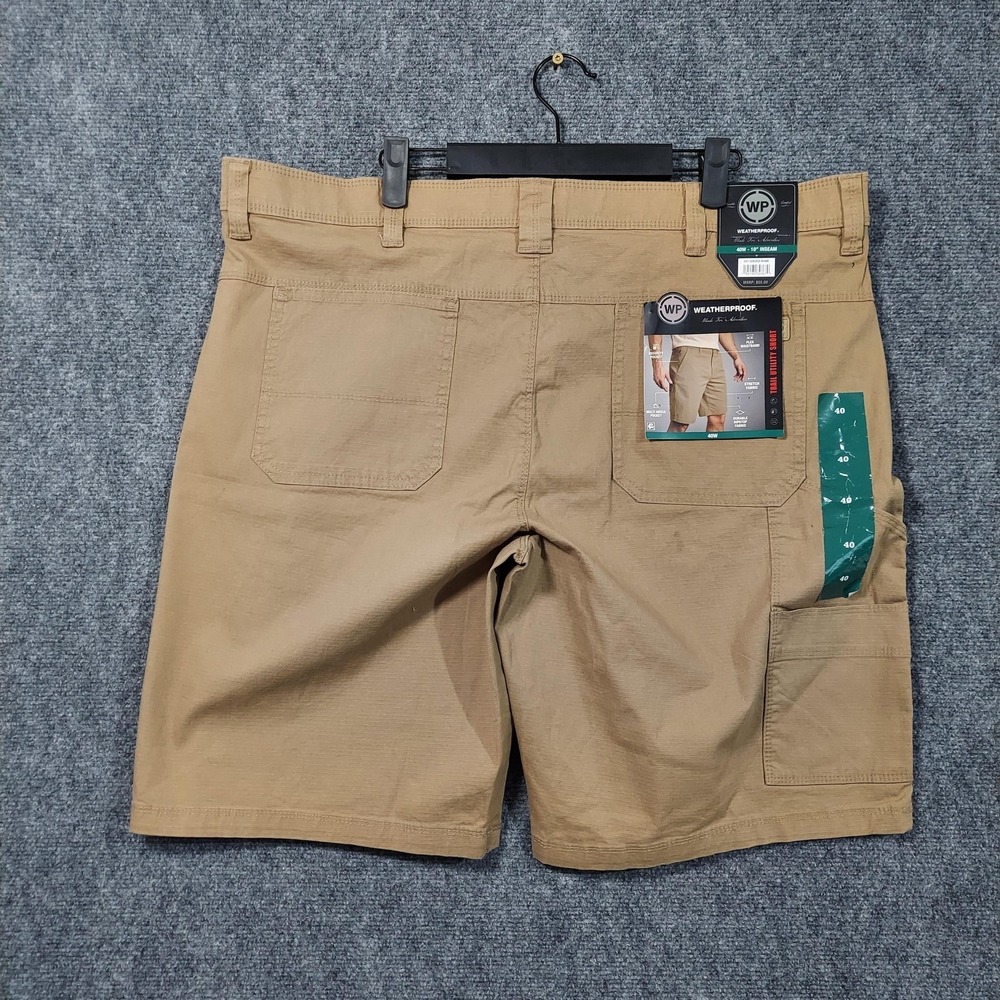 Weatherproof Trail Utility Cargo Shorts Mens 40 Beige Sueded Khaki 10 Inseam